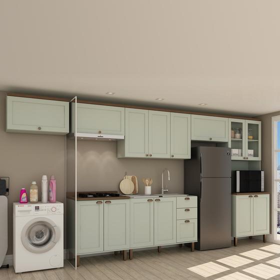 Imagem de Cozinha Modulada Completa com Aérea de Serviço Integrada 100% Mdf