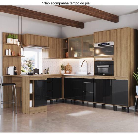 Imagem de Cozinha Modulada Completa de canto com porta de vidro 10PC Linha Paola CJ42-002 Delmarco