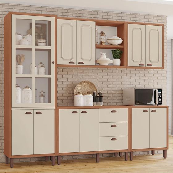 Imagem de Cozinha Modulada Completa Júlia 100% MDF Tuboarte com 2 balcões independentes e 11 portas