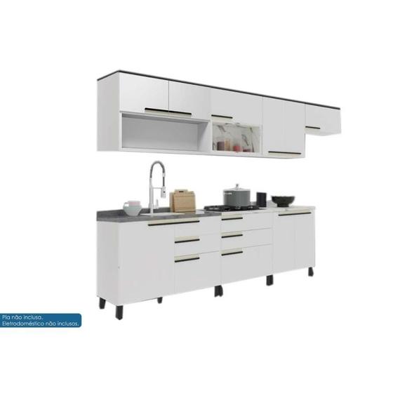 Imagem de Cozinha Modulada Completa Manhattan 9 Peças (4Aéreos+3Balcões+2Complementos) C9P159 Branco - Herval