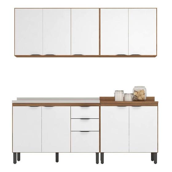 Cozinha Modulada Composição 8 Firenze 4 Peças Amêndola/Branco - Demóbile Menor preço em Cozinha Modulada Composição 8 Firenze 4 Peças Amêndola/Branco - Demóbile