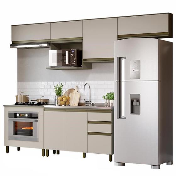 Cozinha Modulada Connect 7 Peças com Balcão Forno Duna/Cristal - Móveis Henn Menor preço em Cozinha Modulada Connect 7 Peças com Balcão Forno Duna/Cristal - Móveis Henn