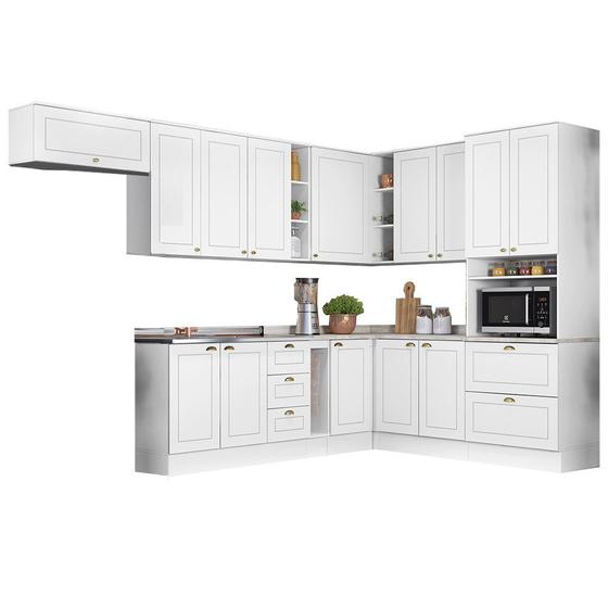 Imagem de Cozinha Modulada de Canto Completa 13 Peças 14 Portas 100%MDF Americana Branco HP - Henn