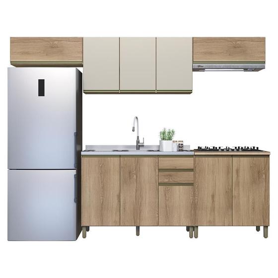 Imagem de Cozinha Modulada Dinamarca 5 Peças com Aéreo 120cm com Vidro - Indékes