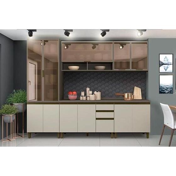 Cozinha Modulada Henn Connect 7 Peças (2 Armários + 2 Balcões + 1 Paneleiro + 2 Complementos) C7P03 Duna/Cristal Menor preço em Cozinha Modulada Henn Connect 7 Peças (2 Armários + 2 Balcões + 1 Paneleiro + 2 Complementos) C7P03 Duna/Cristal