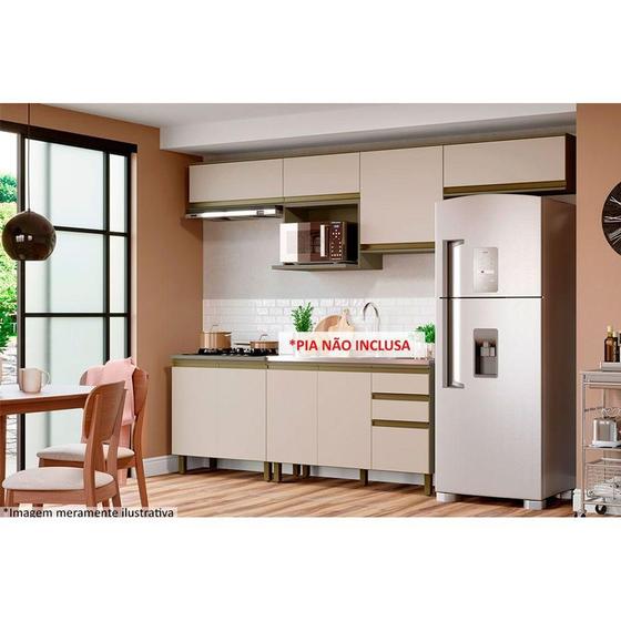 Imagem de Cozinha Modulada Henn Connect 8 Peças (4 Armários + 2 Balcões + 2 Complementos) C8P11 Duna/Cristal