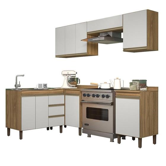 Cozinha Modulada Karen 6 Peças com Balcão 99cm Nature/Off White sem Tampo - Peternella Móveis Menor preço em Cozinha Modulada Karen 6 Peças com Balcão 99cm Nature/Off White sem Tampo - Peternella Móveis