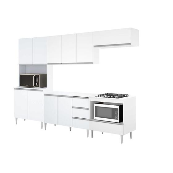 Imagem de Cozinha modulada milla 5 peças branco puxador aluminio