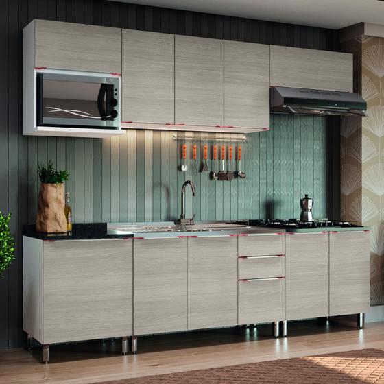 Imagem de Cozinha Modulada Premium 7 Peças Kappes Kappesberg Premium Branco/Nogueira