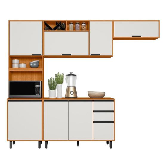 Imagem de Cozinha Modulada Ravena 4 Peças 8 Portas com Paneleiro Duplo Poliman Móveis