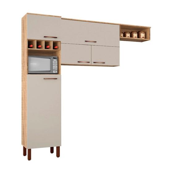 Imagem de Cozinha Modulada Sofia 3 Peças com Paneleiro Armário Triplo e Armário de Geladeira em MDF Premium Madeform