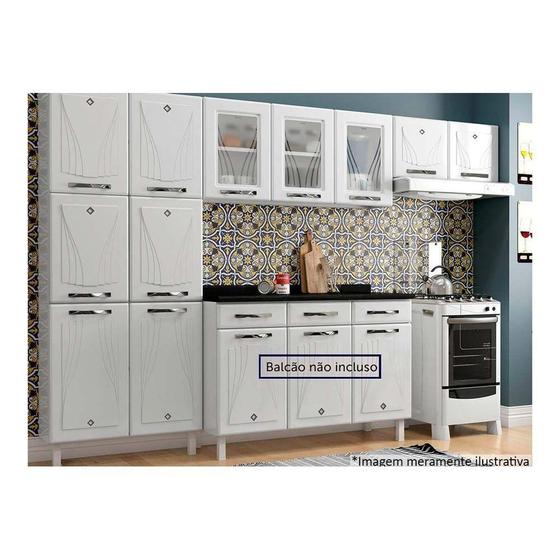 Imagem de Cozinha Modulada Telasul Star New   3 Peças (2 Armários + 1 Paneleiro) CPT106 Branco