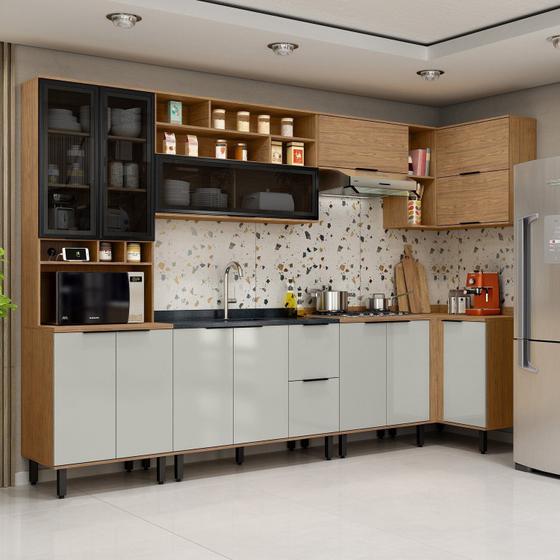 Imagem de Cozinha Modulada Toscana 7 Peças Mdf com Paneleiro 1 Forno e Armários Canto