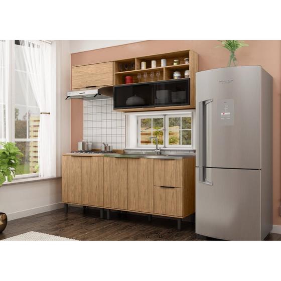 Imagem de Cozinha Modulada Toscana em Mdf 4 Peças com Aereo 1200 Porta de Vidro