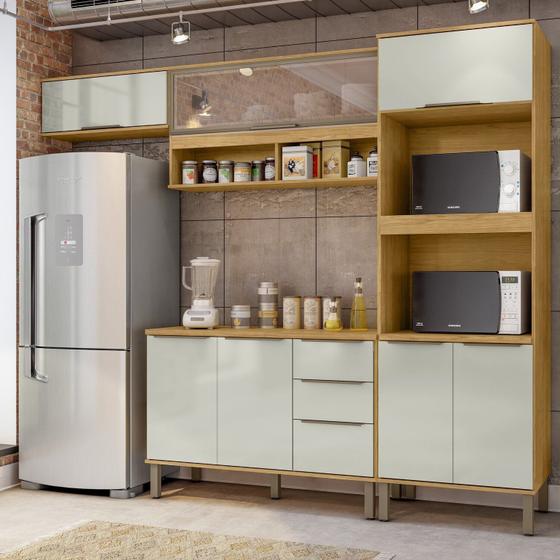 Imagem de Cozinha Modulada Verace 4 Peças com Aéreo 1200 Porta de Vidro e Tampo