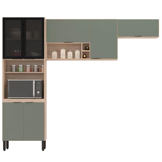 Imagem de Cozinha Modular com 3 Peças Firenze Composição FI0007 Avena Touch/Menta - Demóbile