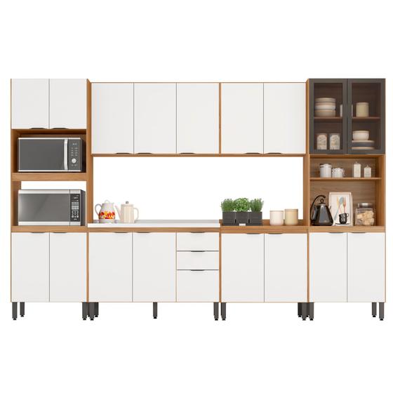 Imagem de Cozinha Modular com 6 Peças Sem Tampo Firenze Composição FMT006 Amendola Touch/Branco - Demóbile