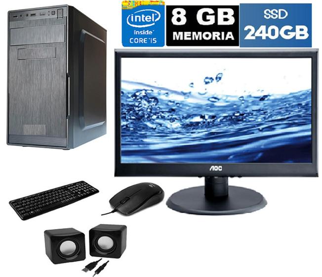 Imagem de Cpu Completa Intel Core i5 8gb ssd 240gb + Monitor 17 Pol + kit Multimídia