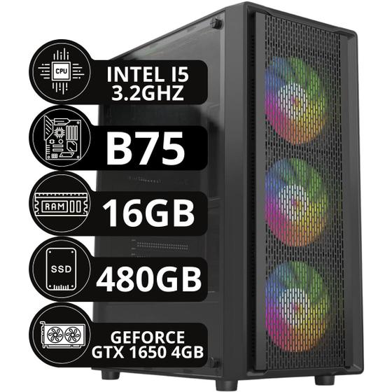 CPU COMPUTADOR PC Gamer Intel Core I5 16 GB 480 GB GTX 1650 4GB - Option Soluções Imagem de CPU COMPUTADOR PC Gamer Intel Core I5 16 GB 480 GB GTX 1650 4GB