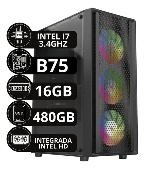Cpu Pc Gamer Intel Barato Core I7 3.4ghz 16gb Ssd 480gb 500w - Option Soluções Imagem de Cpu Pc Gamer Intel Barato Core I7 3.4ghz 16gb Ssd 480gb 500w