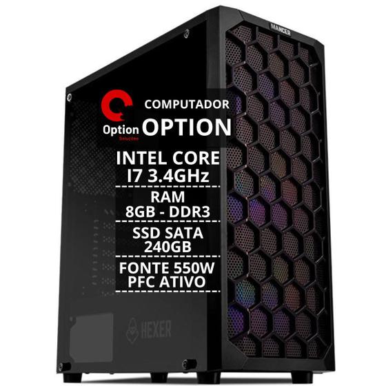 Imagem de Cpu Pc Gamer Intel Barato Core I7 3.4ghz 8gb SSD 240GB 500w - Option Soluções