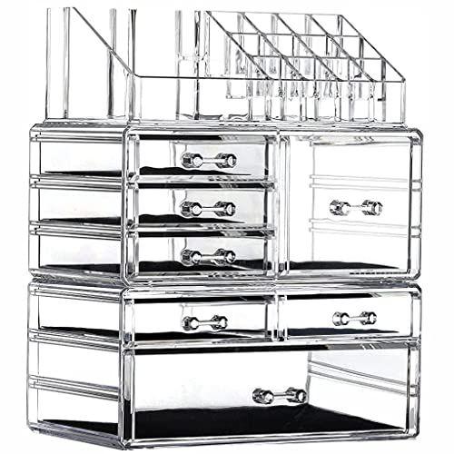 Imagem de Cq acrilic Makeup Organizer Skin Care Large Clear Cosmetic Display Cases Stackable Storage Box With 7 Gavetas For Vanity,Set of 3