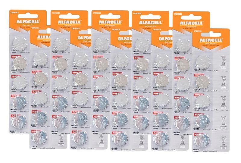 CR2025 Bateria Botao Pilha Alcalina Kit 10 Cartelas com 50 Unidades ...