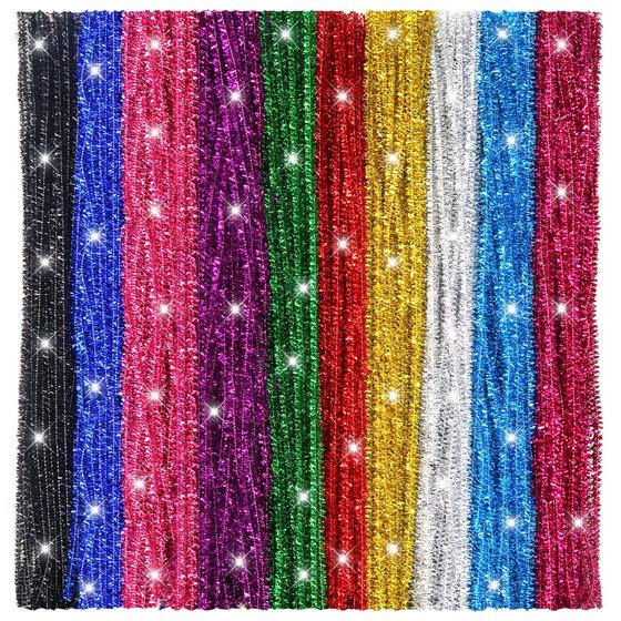 Imagem de Craft Supplies TOAOB 100 unidades de limpadores de cachimbo com glitter, 10 cores