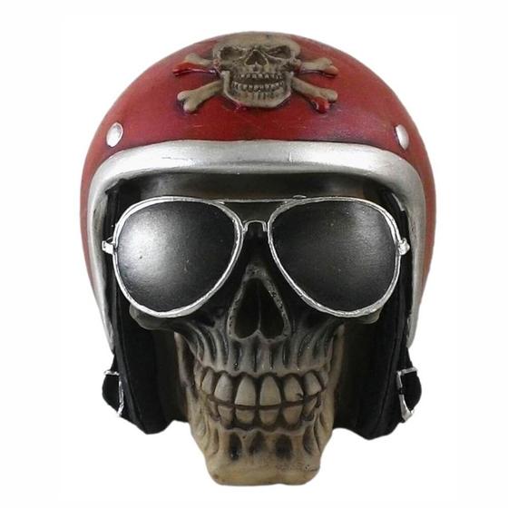 Imagem de Crânio Caveira motoqueiro capacete Vermelho.