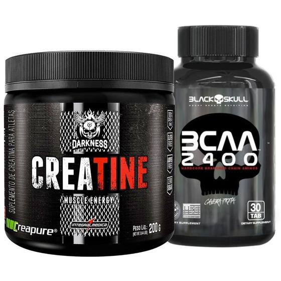 Imagem de Creatina 200g Creapure Integral + Bcaa 30 Caps Black Skull