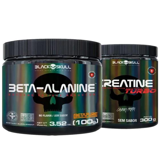 Imagem de Creatina 300g Turbo + Beta Alanina Pura 100g Black Skull