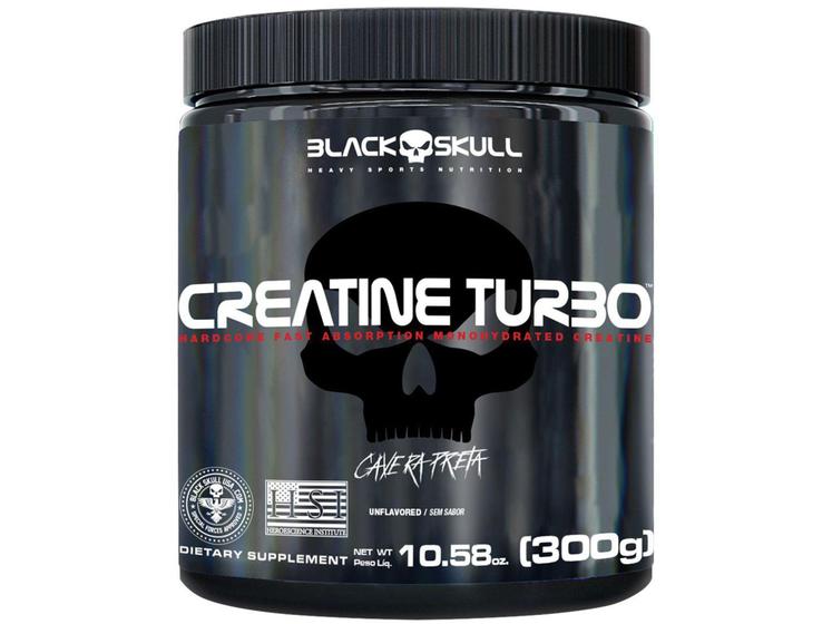 Creatina Black Skull Turbo em Pó 300g sem Sabor Menor preço em Creatina Black Skull Turbo em Pó 300g sem Sabor