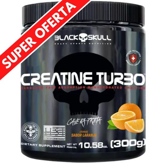 Imagem de Creatina em Pó Monohidratada TURBO Black Skull 300g - Creatine Mono-hidratada - Atletas / Musculação