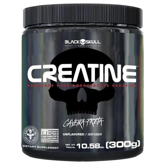 Creatina Monohidratada 300g - Black Skull Menor preço em Creatina Monohidratada 300g - Black Skull