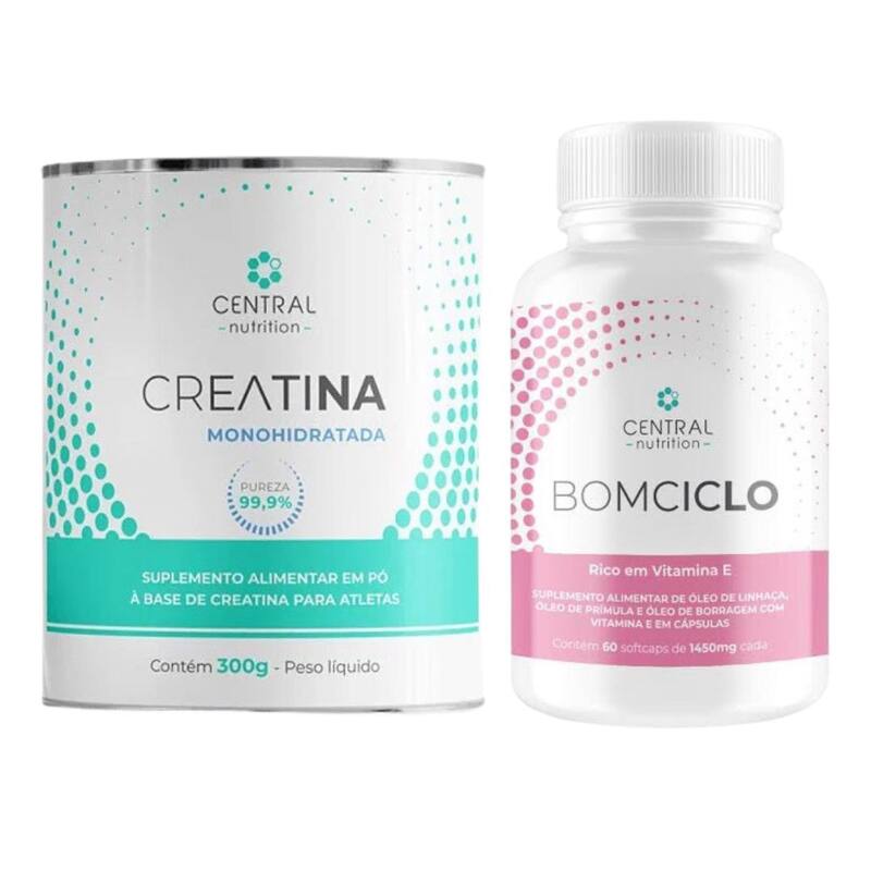 Creatina Monohidratada 300g + Bom Ciclo 60 Cápsulas de 1000mg - Central ...