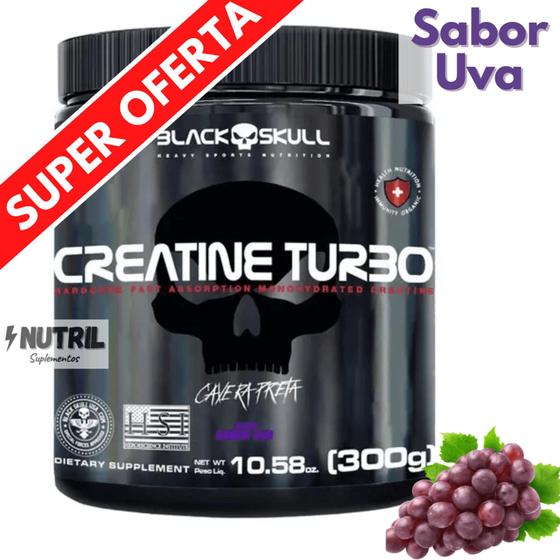 Creatina Monohidratada Creatine Turbo Black Skull 300g - Energia - Força - Ganho de Massa Muscular Menor preço em Creatina Monohidratada Creatine Turbo Black Skull 300g - Energia - Força - Ganho de Massa Muscular