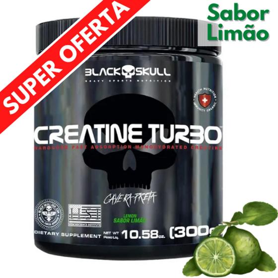 Creatina Turbo 300g - Creatine Monohidratada - Caveira Preta / Black Skull - Diversos Sabores Menor preço em Creatina Turbo 300g - Creatine Monohidratada - Caveira Preta / Black Skull - Diversos Sabores