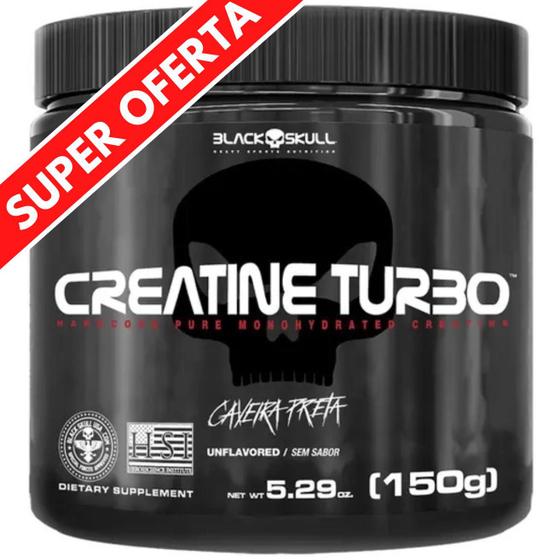 Imagem de Creatina Turbo Black Skull 150g Creatine Monohidratada Turbo Caveira Preta