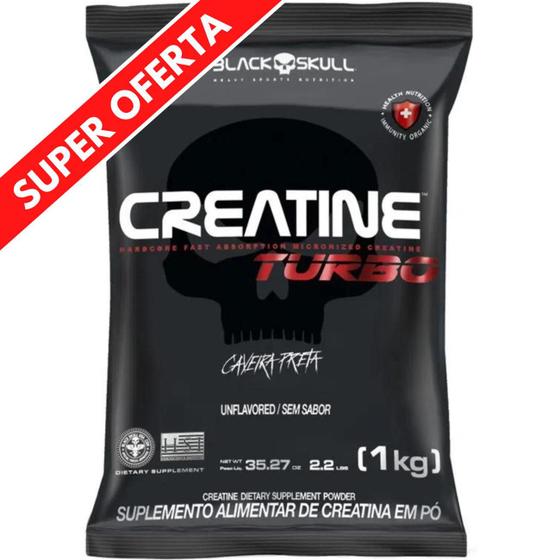 Imagem de Creatina Turbo Black Skull  1kg - Creatine Monohidratada Turbo Caveira Preta - Refil