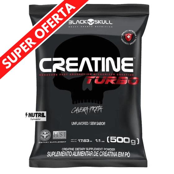 Imagem de Creatina Turbo Black Skull 500g - Creatine Monohidratada Turbo Caveira Preta - Refil