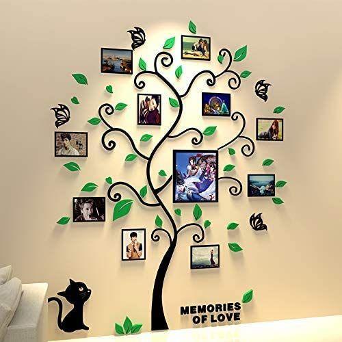 Imagem de Creative 3D Adesivos de parede Árvore genealógica decorativa Decal DIY Decor Sticker para crianças Quarto de bebê, Restaurante, Família (verde, M)