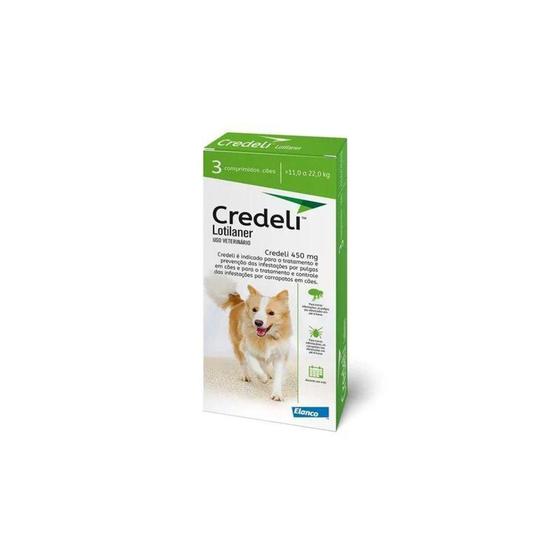 Imagem de Credeli 450mg para Cães de 11 a 22kg Antipulgas e Carrapatos com 3 comprimidos - Elanco
