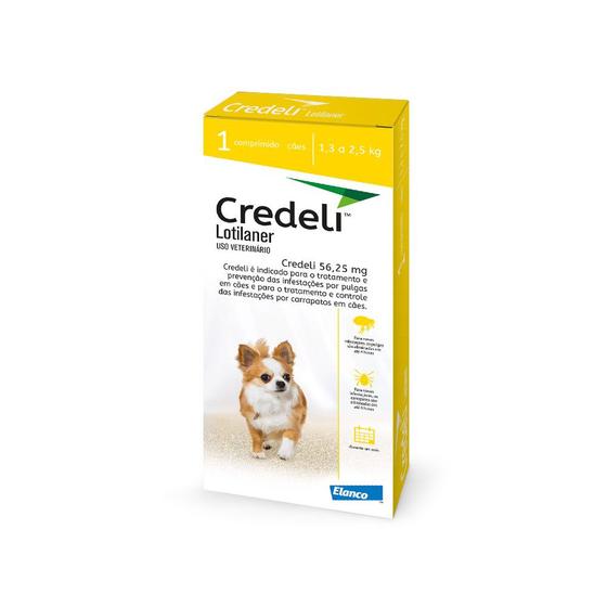 Imagem de Credeli 56,25 mg Antipulgas e Carrapatos Para Cães de 1,3 a 2,5 kg 1 Comprimido