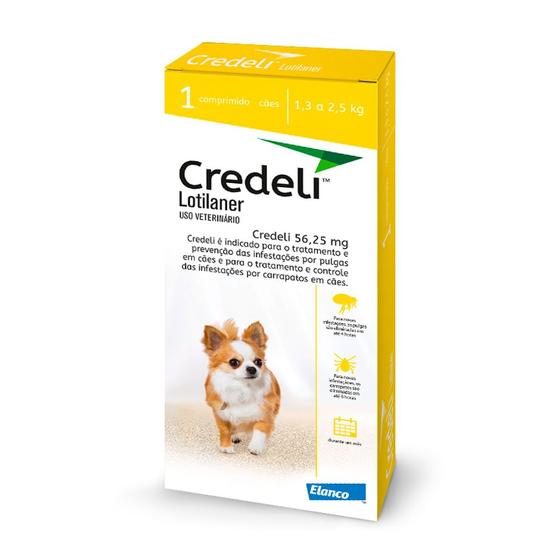 Imagem de Credeli 56,25mg Antipulgas e Carrapatos para Cães de 1,3 a 2,5kg com 1 Comprimidos
