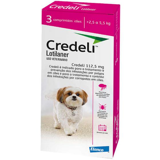 Imagem de Credeli Elanco 112,5 mg para Cães de 2,5 a 5,5 Kg - 3 Comprimidos