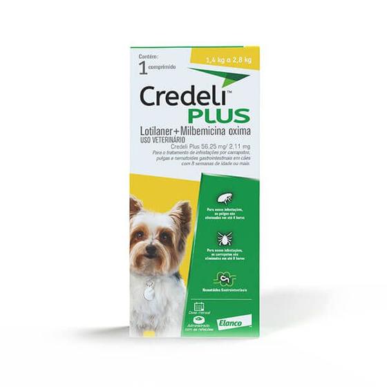 Imagem de Credeli Plus Antipulgas Carrapatos e Vermes Cães 1,4 a 2,8kg Elanco 1 Comprimido