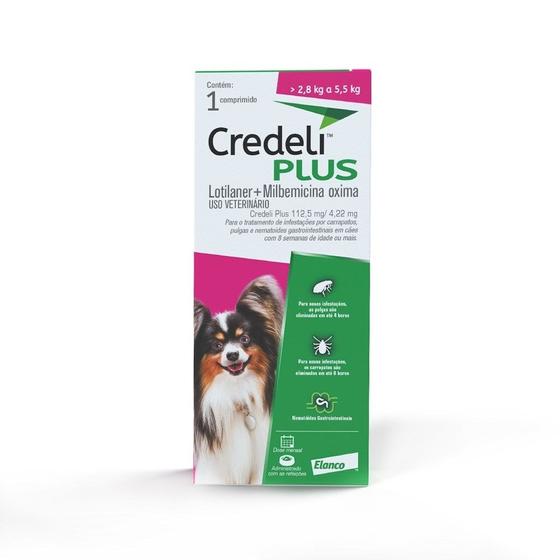 Imagem de Credeli Plus Antipulgas e Carrapatos 112,5mg Cães de 2,5 a 5,5kg - 1 Comprimido - Elanco