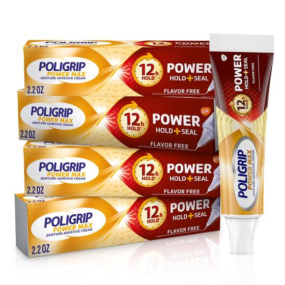 Imagem de Creme adesivo para dentaduras Super Poligrip Power Max 65mL x4