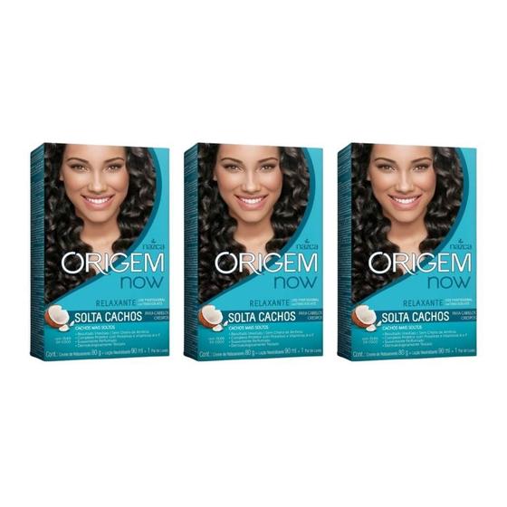 Imagem de Creme Alisante Origem 80G Relaxa Solta Cachos - Kit Com 3Un