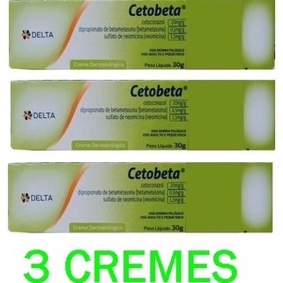 Imagem de Creme Cetobeta Dermatite, Alergias 30g - DELTA Kit 3 unid.